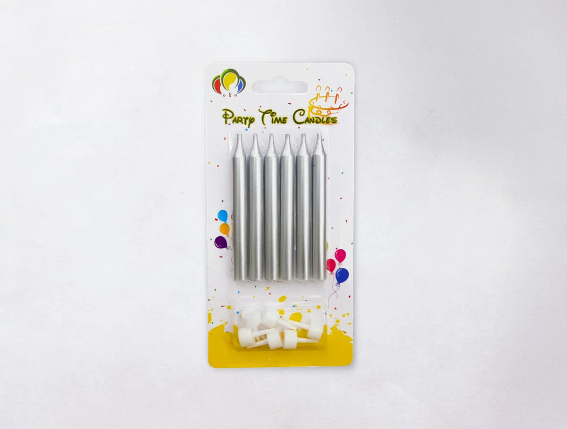 Happy Birthday Candle - Silver Set of 6Pcs
