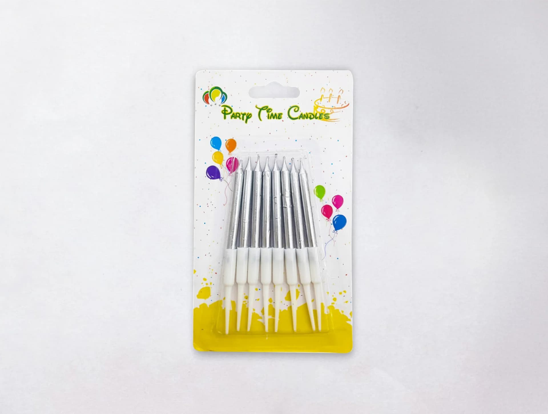 Happy Birthday Candle - Metallic Silver Set of 10Pcs