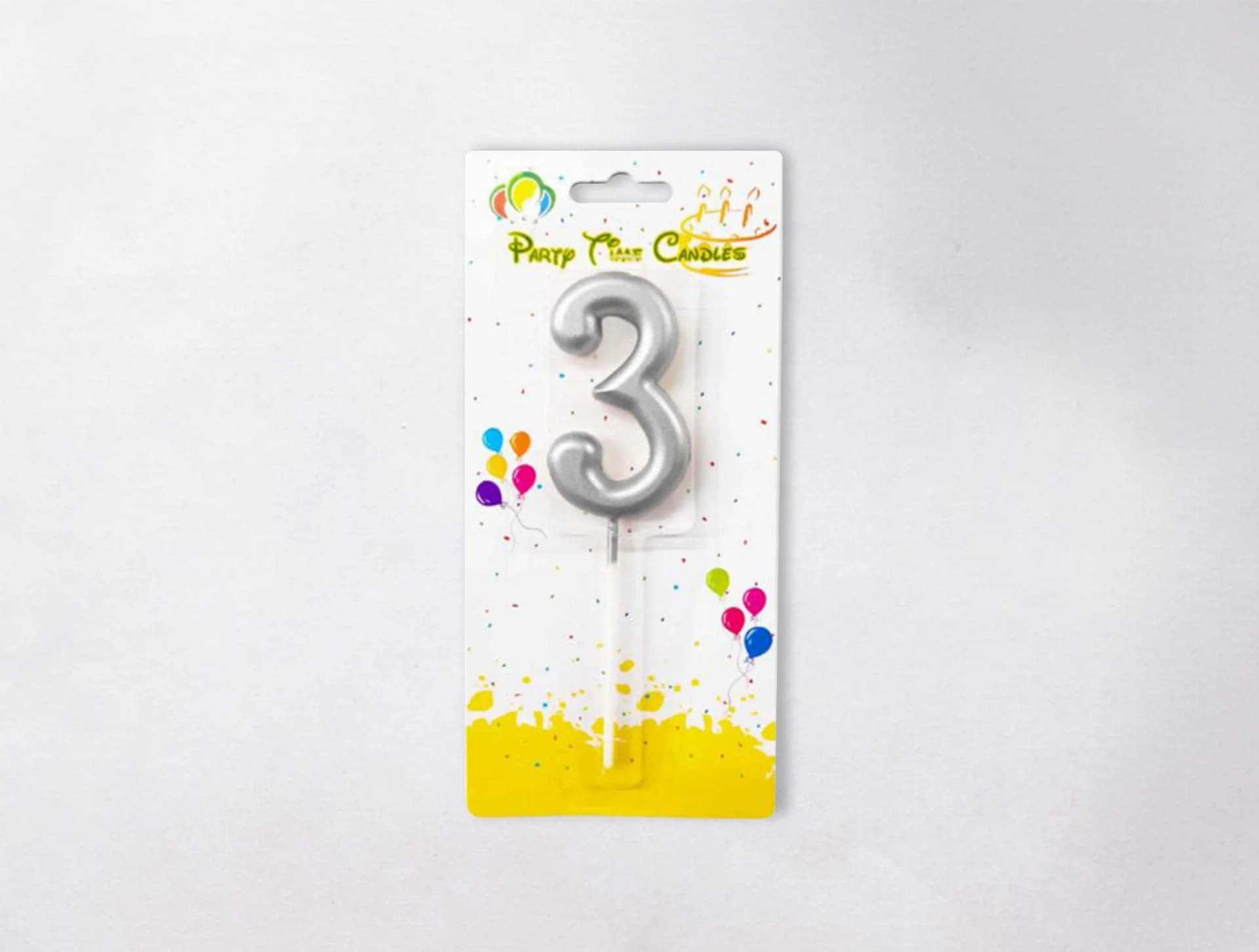 Number Candle - 3, Silver
