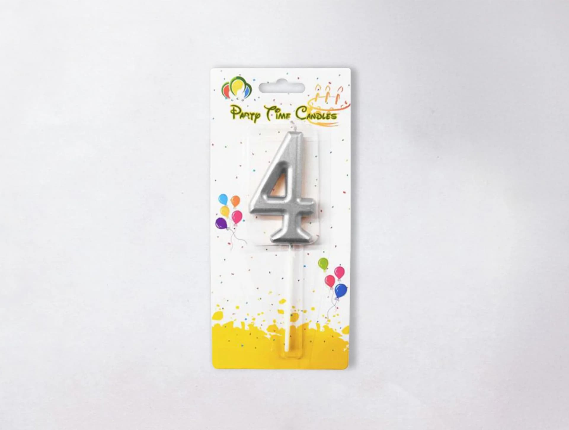 Number Candle - 4, Silver