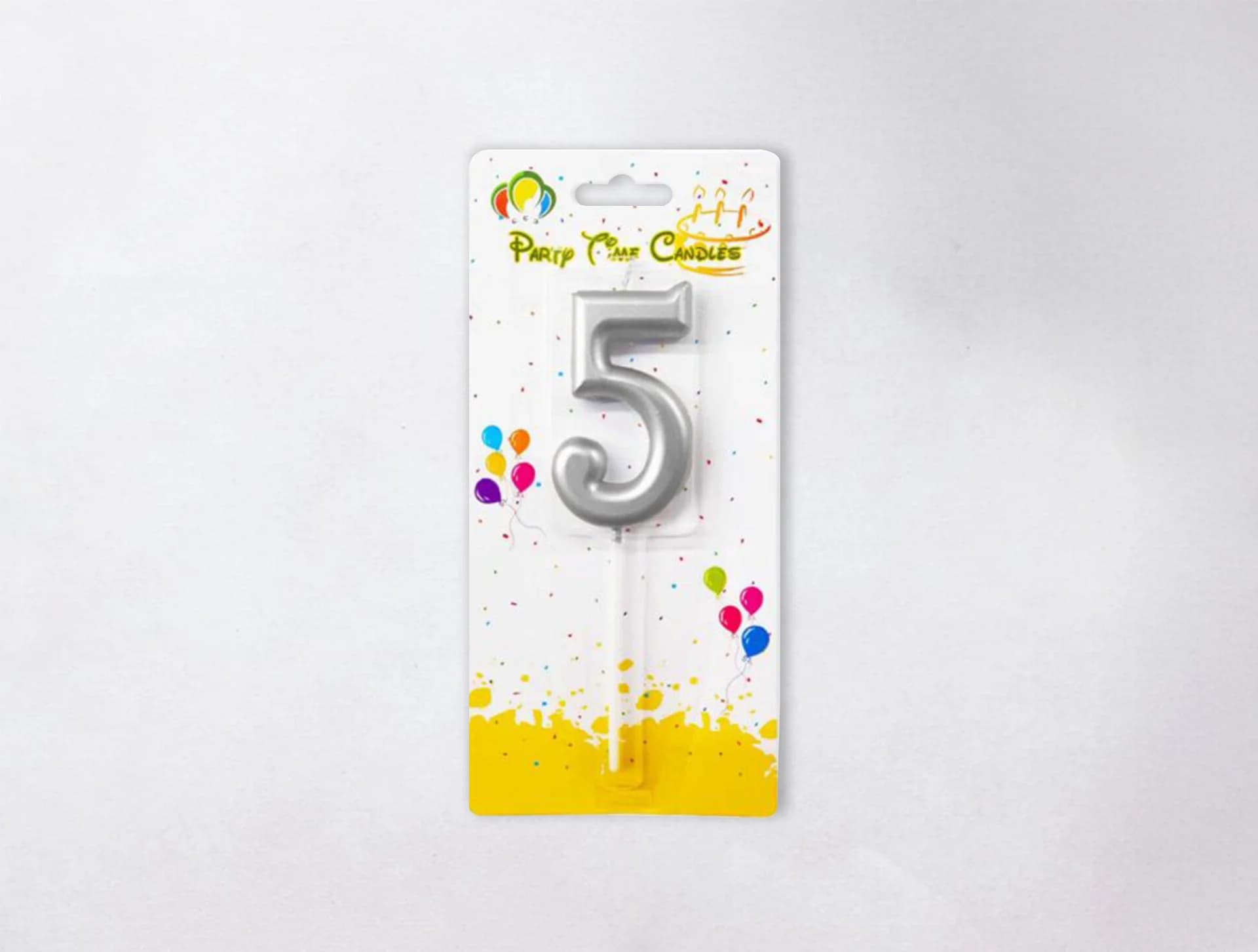 Number Candle - 5, Silver