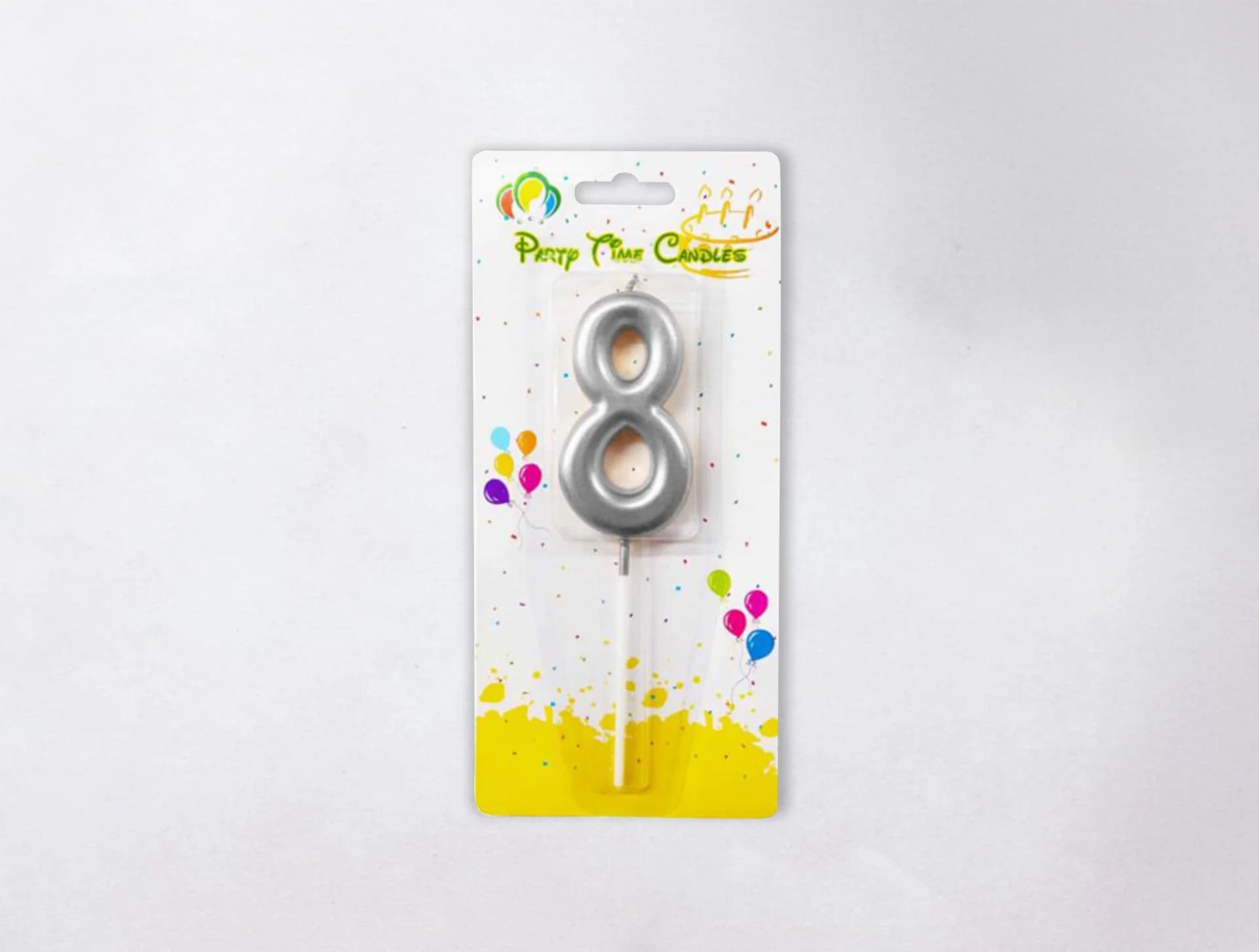 Number Candle - 8, Silver