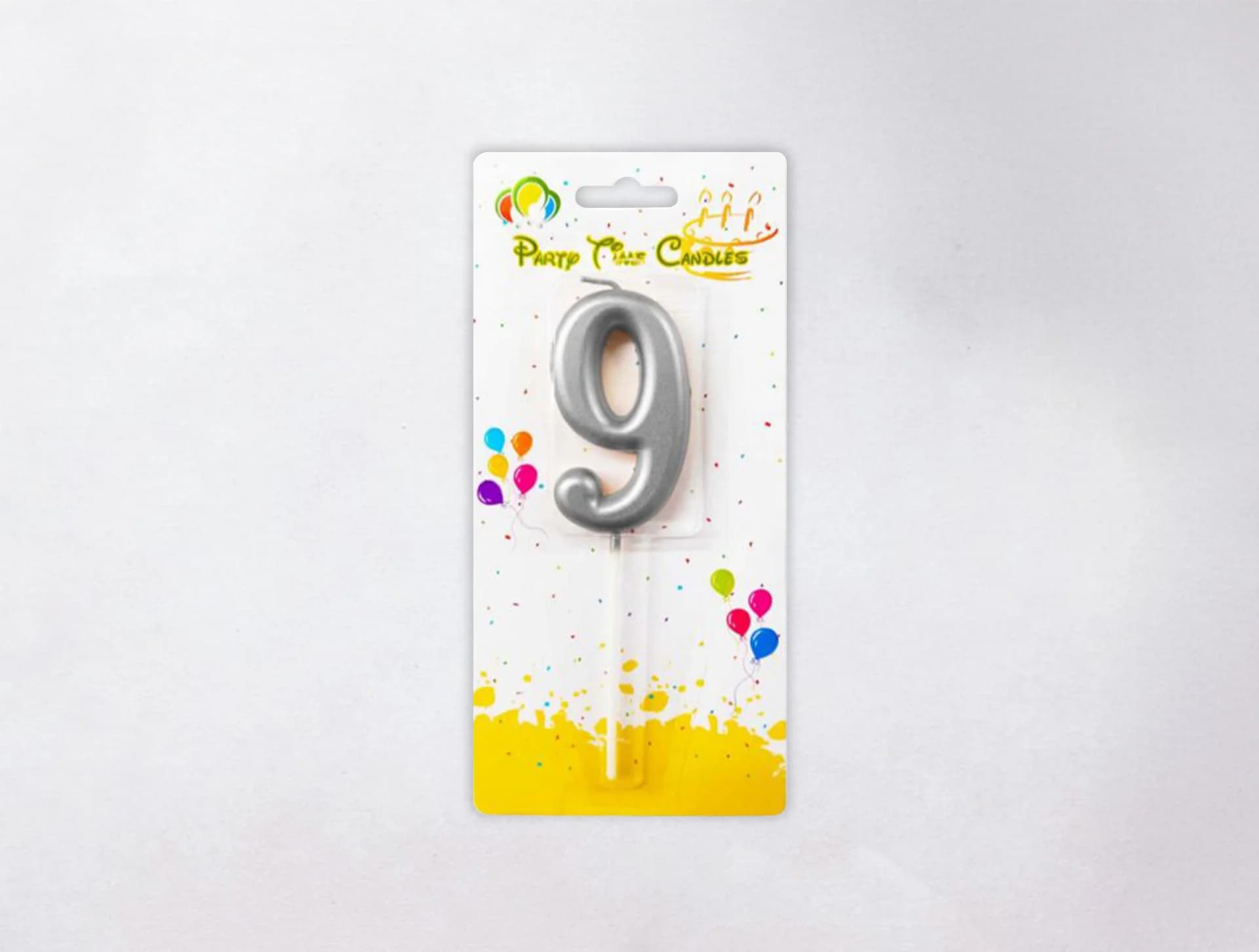 Number Candle - 9, Silver