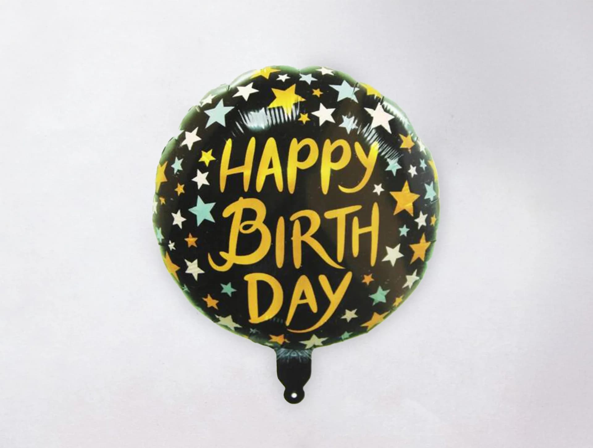 Helium Balloon - Happy Birthday Gold Black