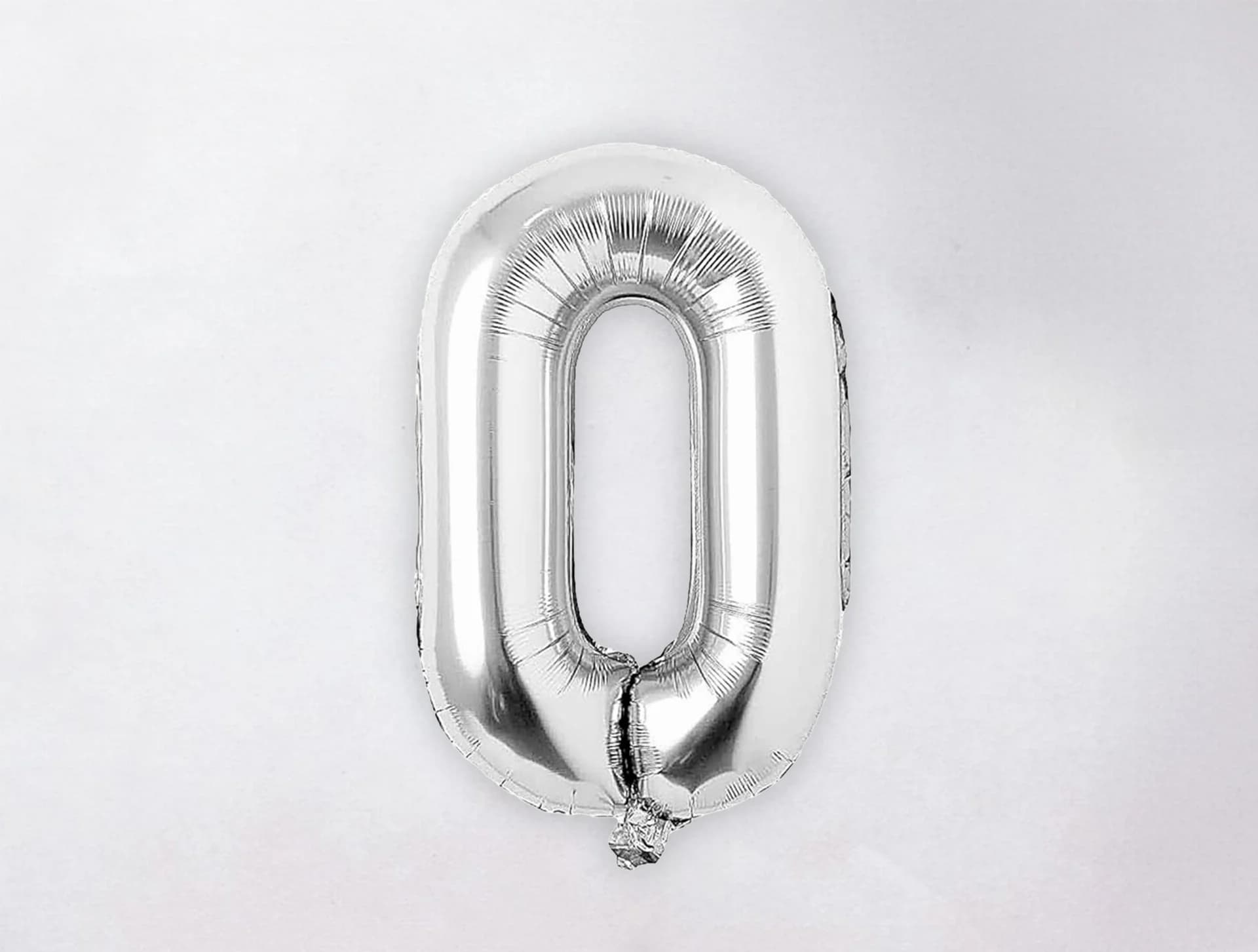Helium Number Balloon - 0 - Silver