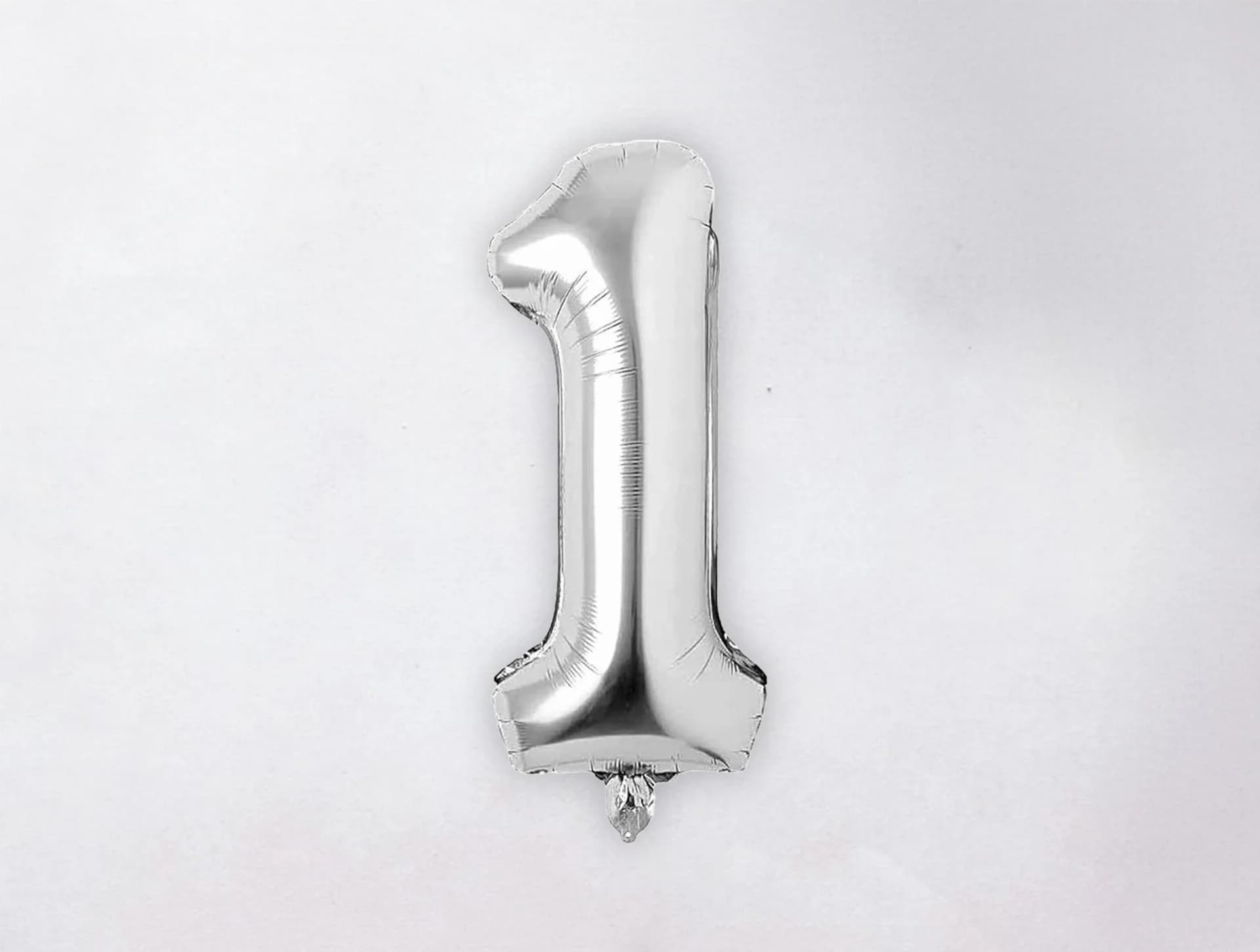 Helium Number Balloon - 1 - Silver
