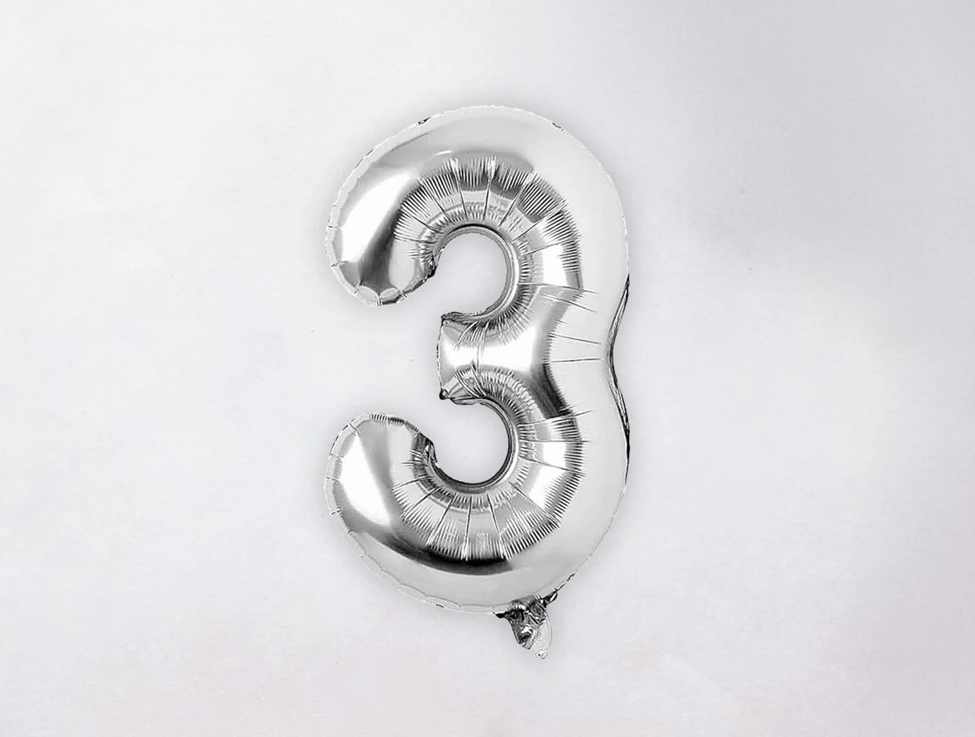 Helium Number Balloon - 3 - Silver