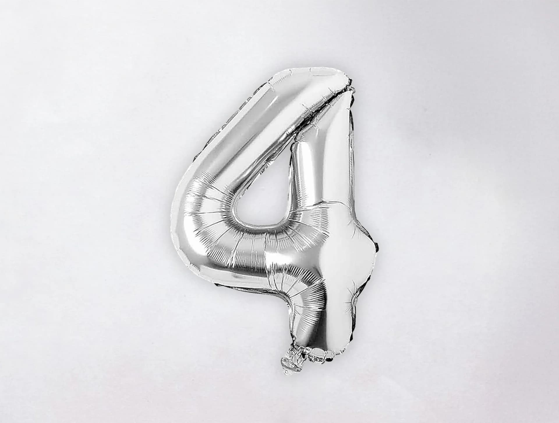 Helium Number Balloon - 4 - Silver
