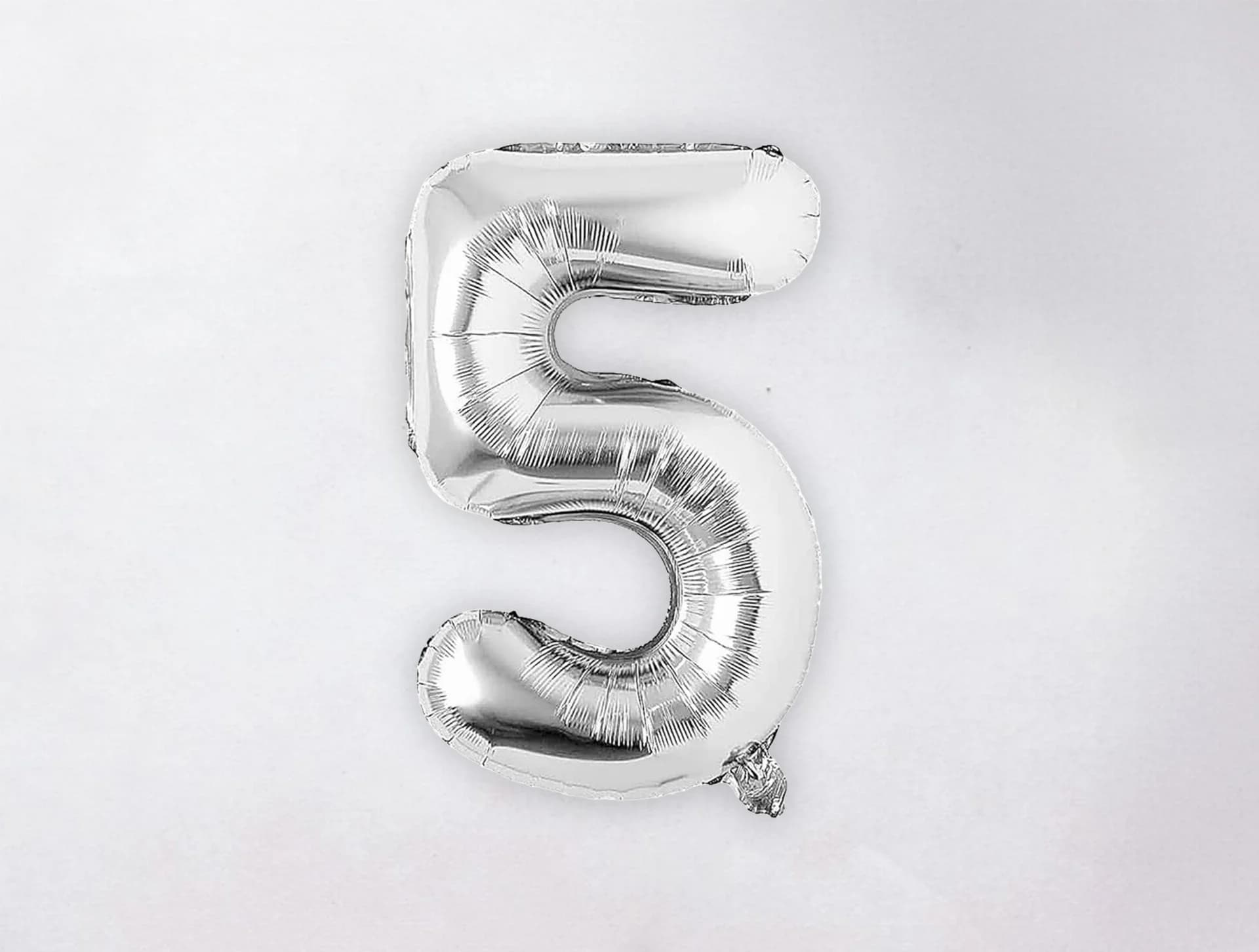 Helium Number Balloon - 5 - Silver