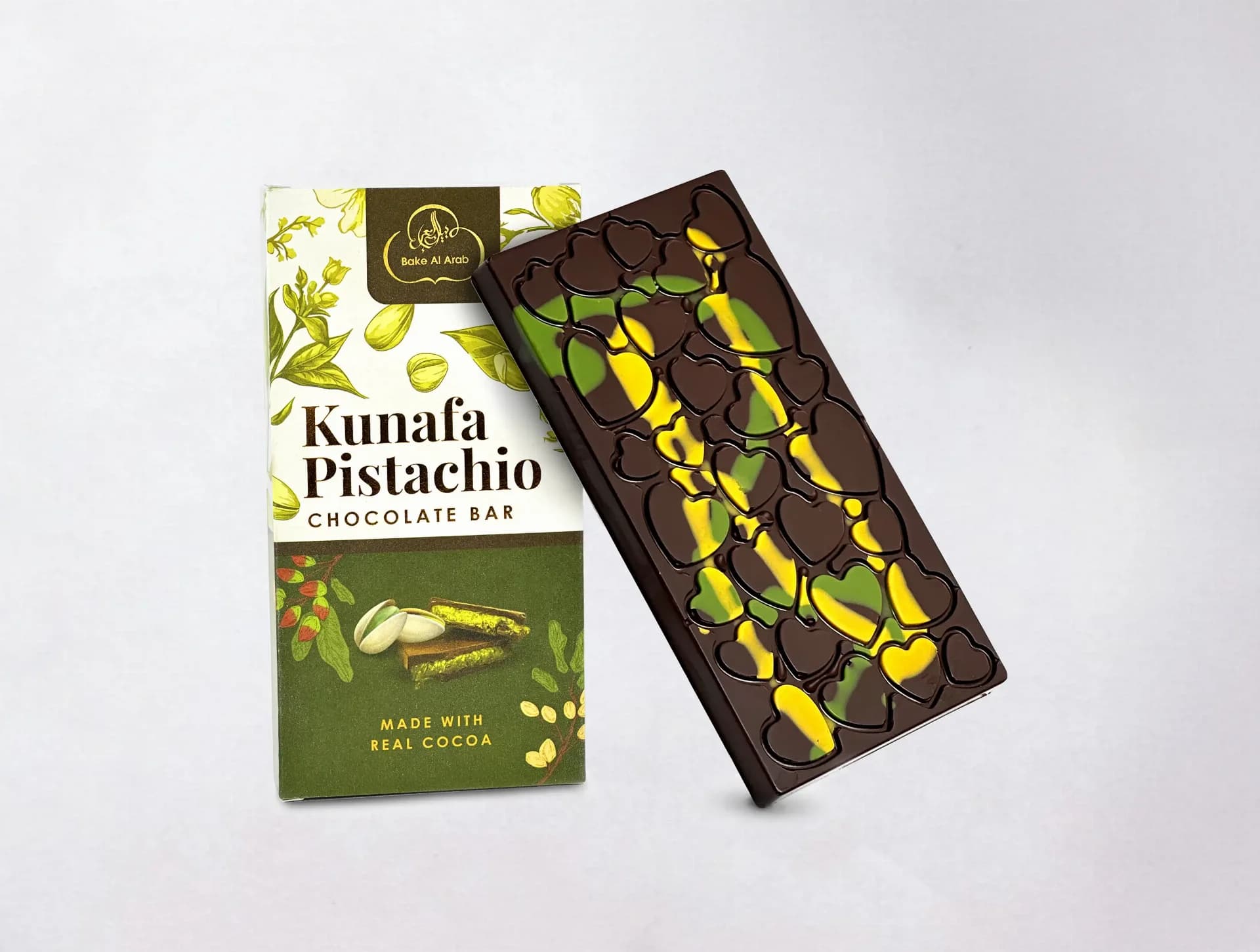 Kunafa Pistachio Dark Chocolate Bar (100gm)