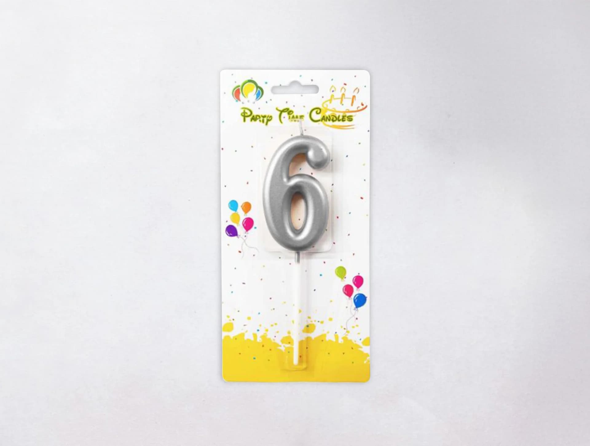 Number Candle - 6, Silver