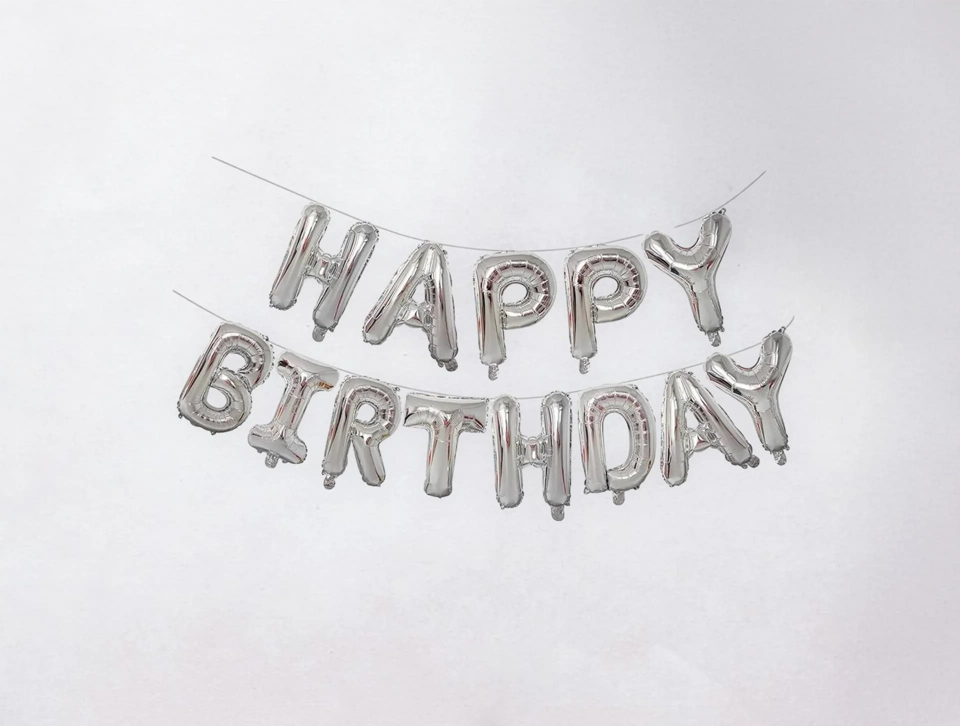 Helium Balloon - Happy Birthday Silver