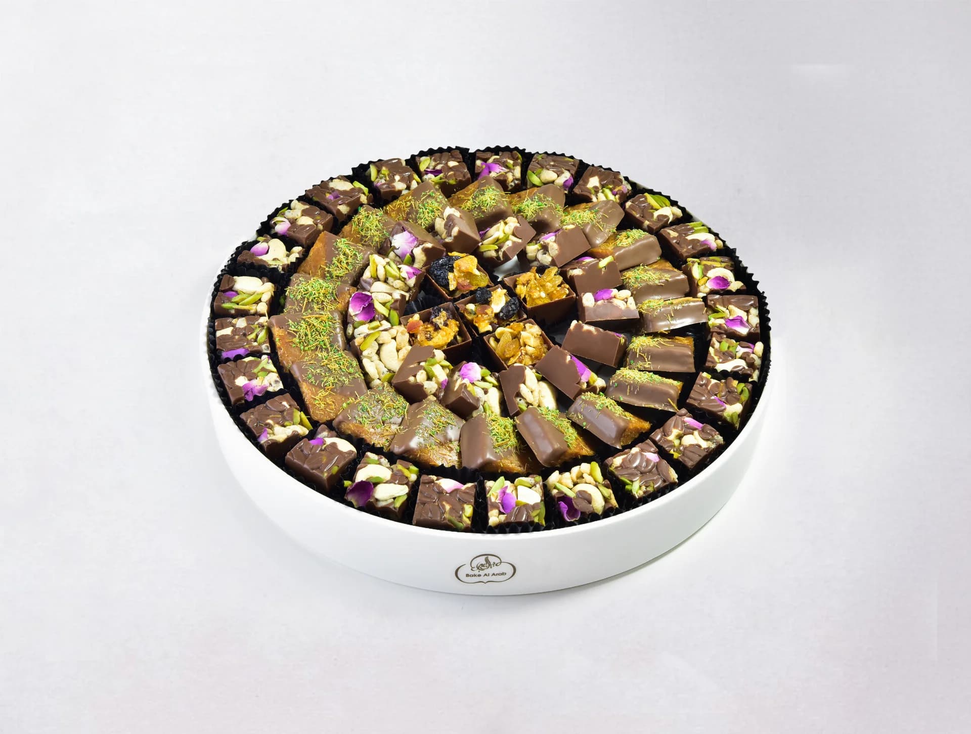 Unwrapped Chocolate Mix White Round Tray
